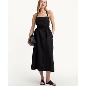 G. Label by Goop 100% linen halter black midi dress NEW